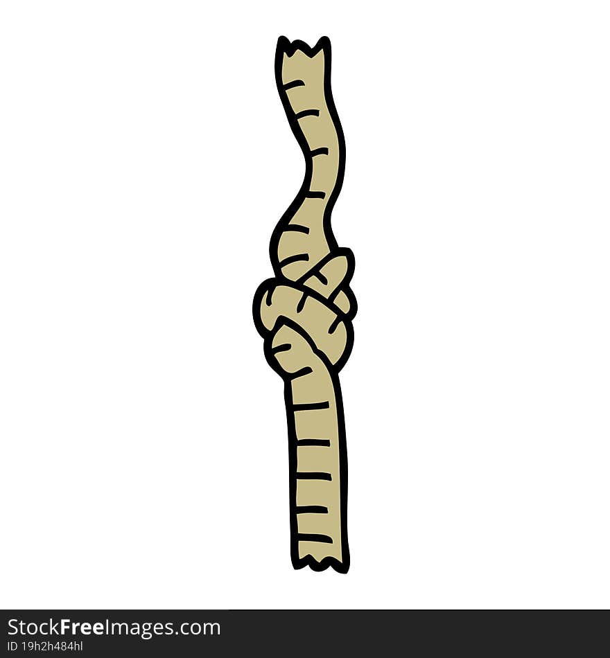 hand drawn doodle style cartoon knotted rope