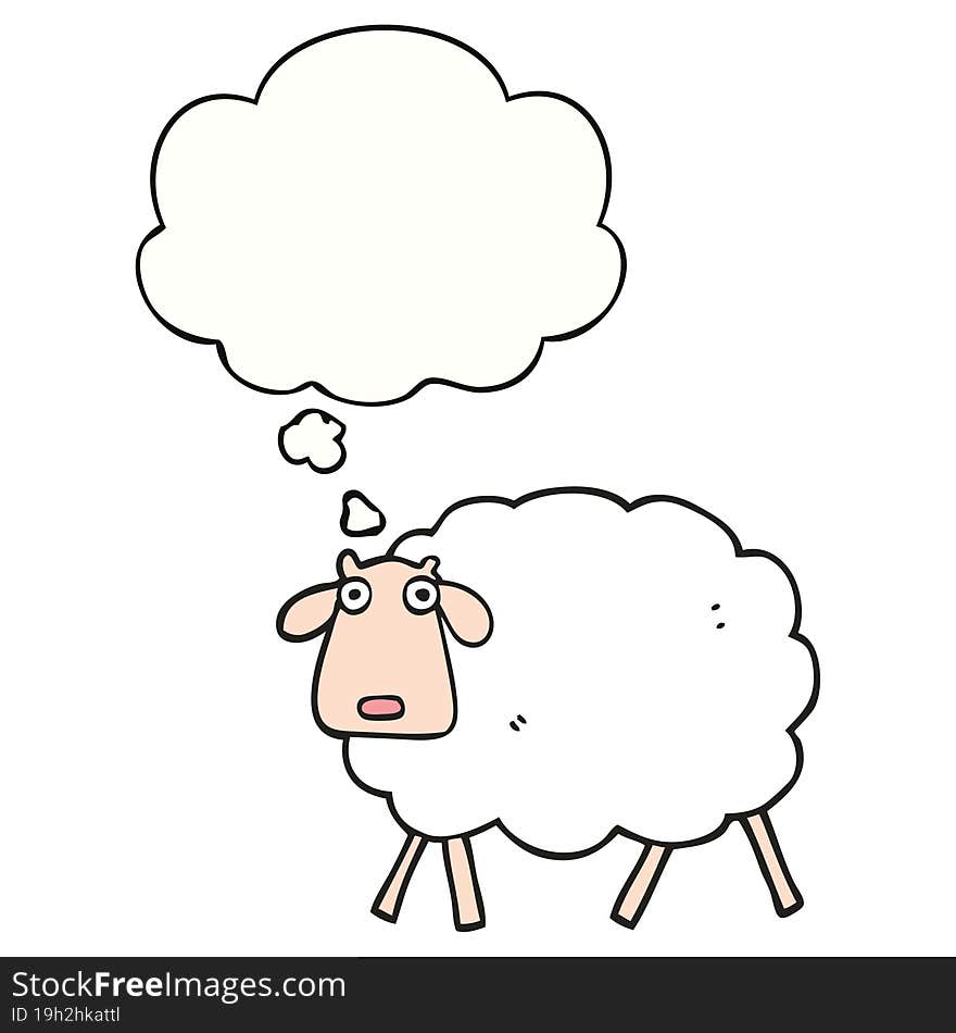 cartoon sheep and thought bubble