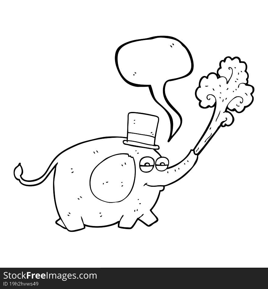 Speech Bubble Cartoon Elephant Squirting Water