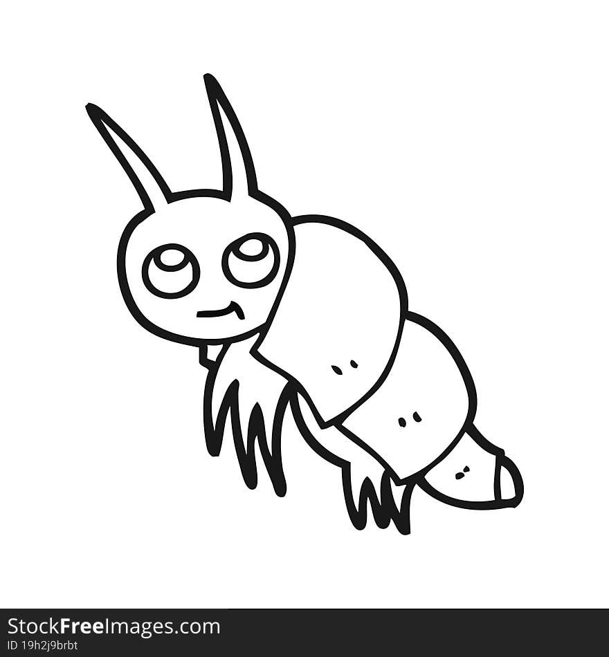 black and white cartoon little bug