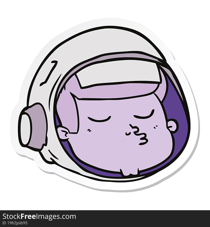 sticker of a cartoon astronaut face