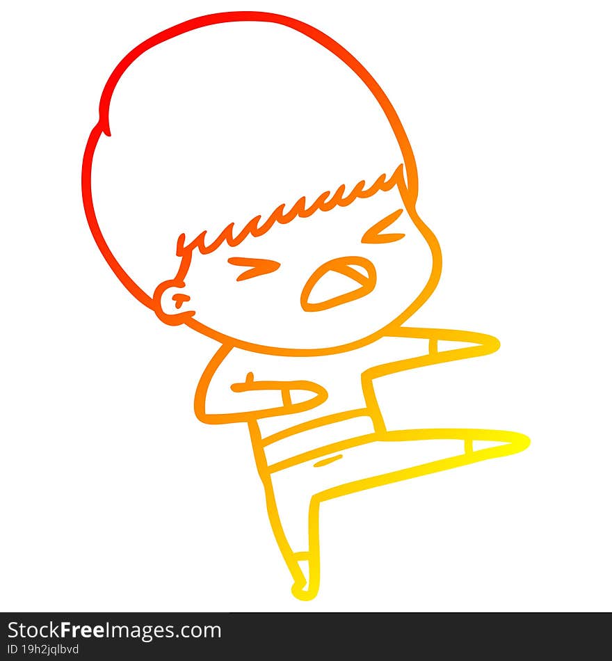 Warm Gradient Line Drawing Cartoon Stressed Man