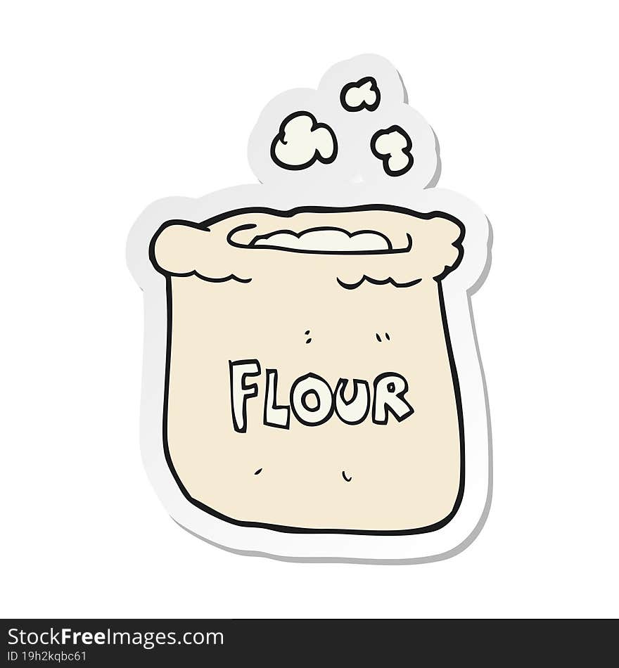 sticker of a cartoon bag of flour