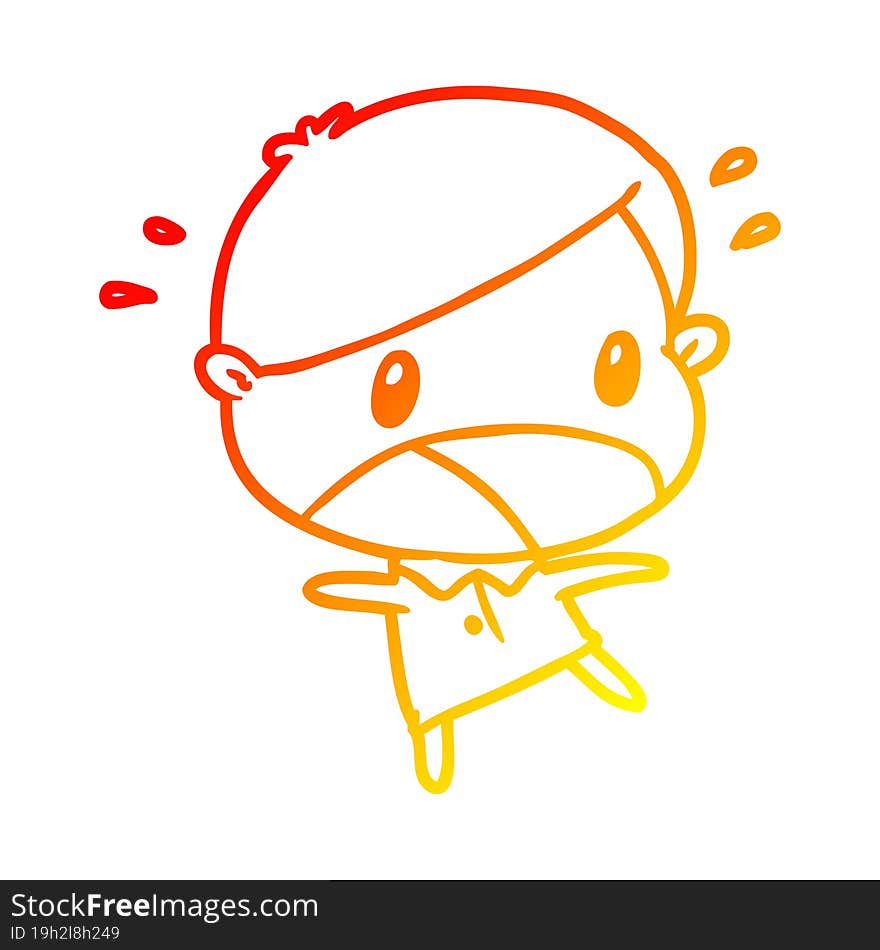 warm gradient line drawing of a cute shocked man