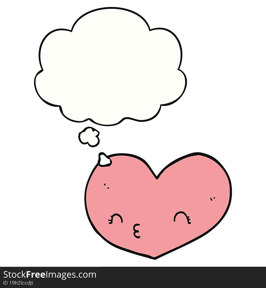 Cartoon Heart With Face And Thought Bubble