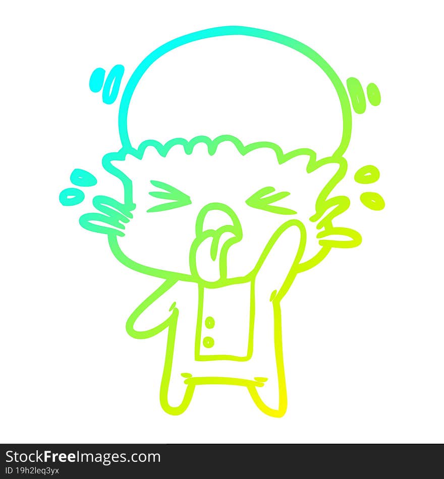 Cold Gradient Line Drawing Disgusted Cartoon Alien