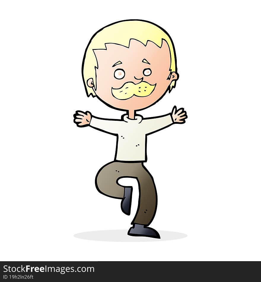 cartoon dancing man with mustache