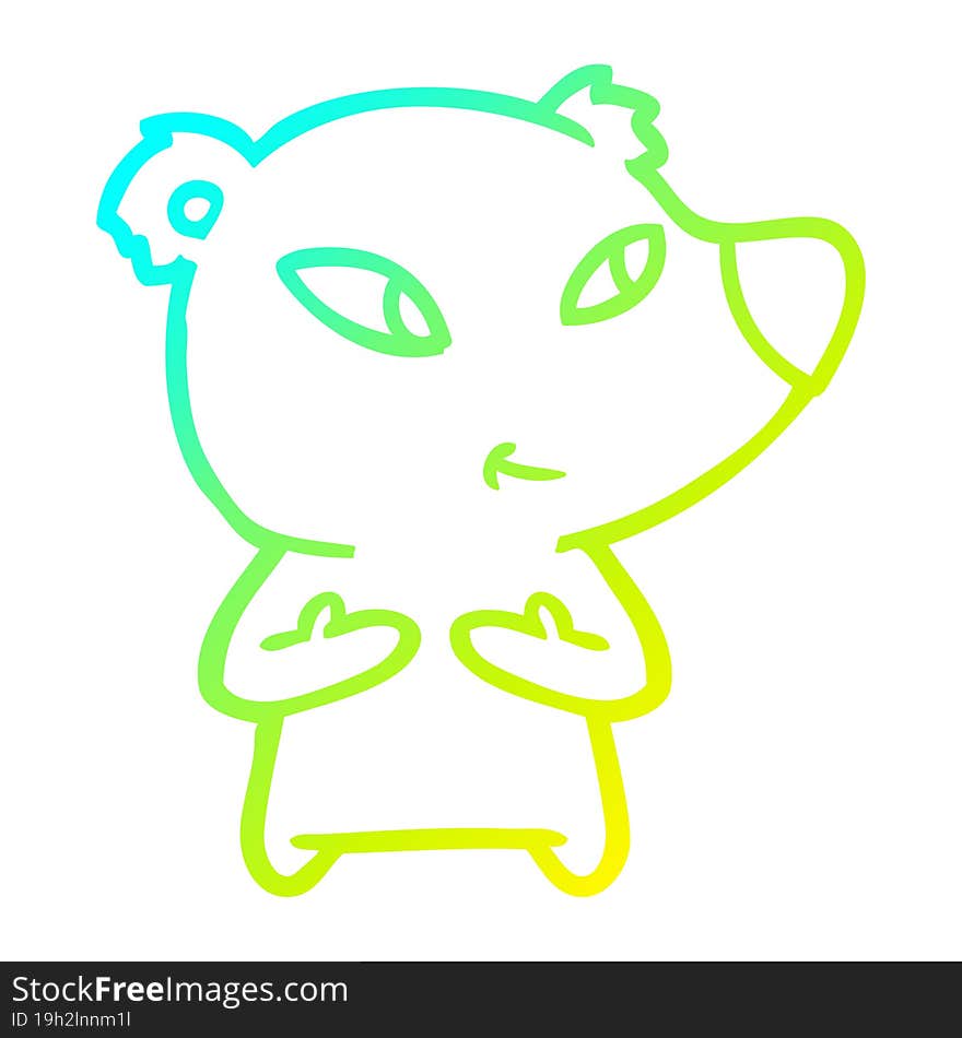 cold gradient line drawing cute cartoon bear