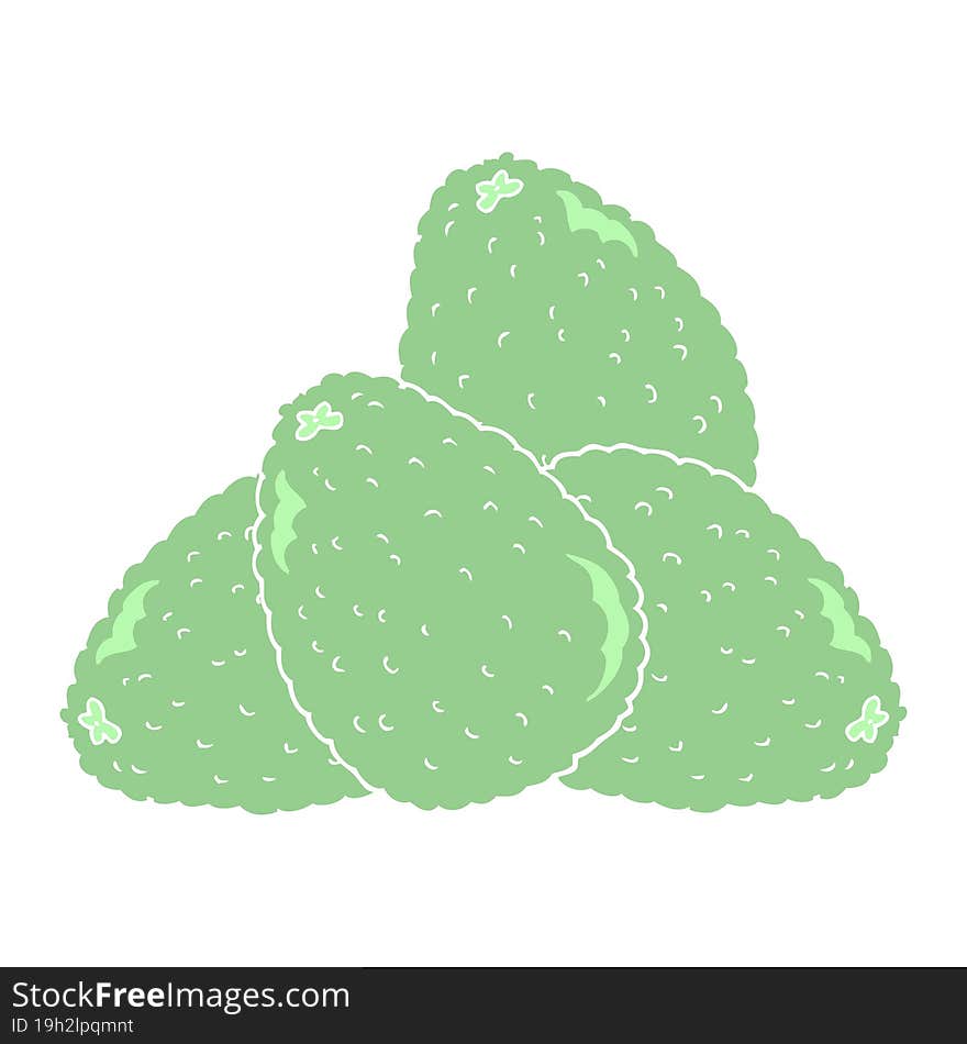 flat color illustration of a cartoon avocados