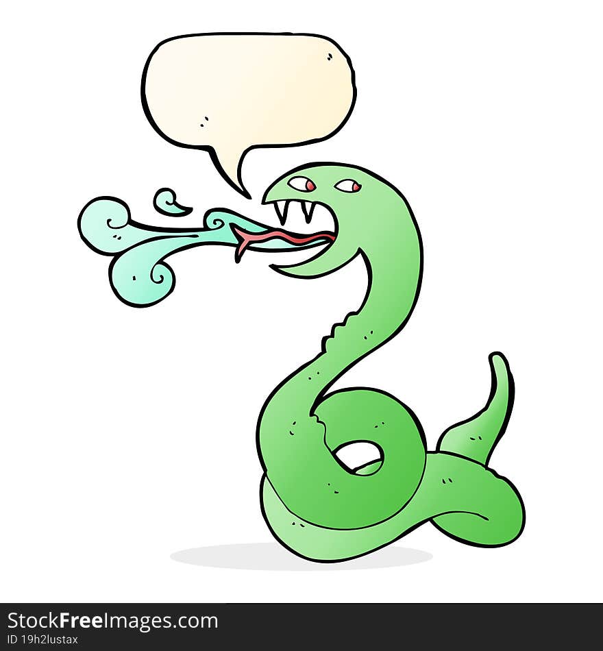 cartoon hissing snake with speech bubble