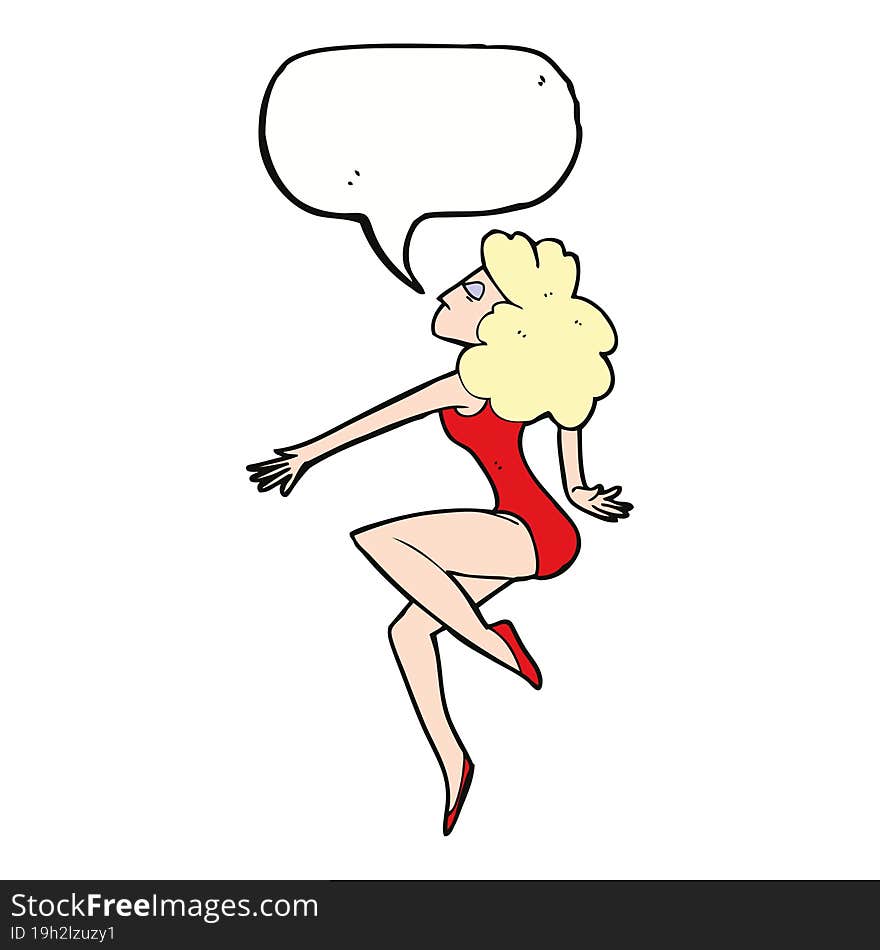 Cartoon Dancing Woman With Speech Bubble