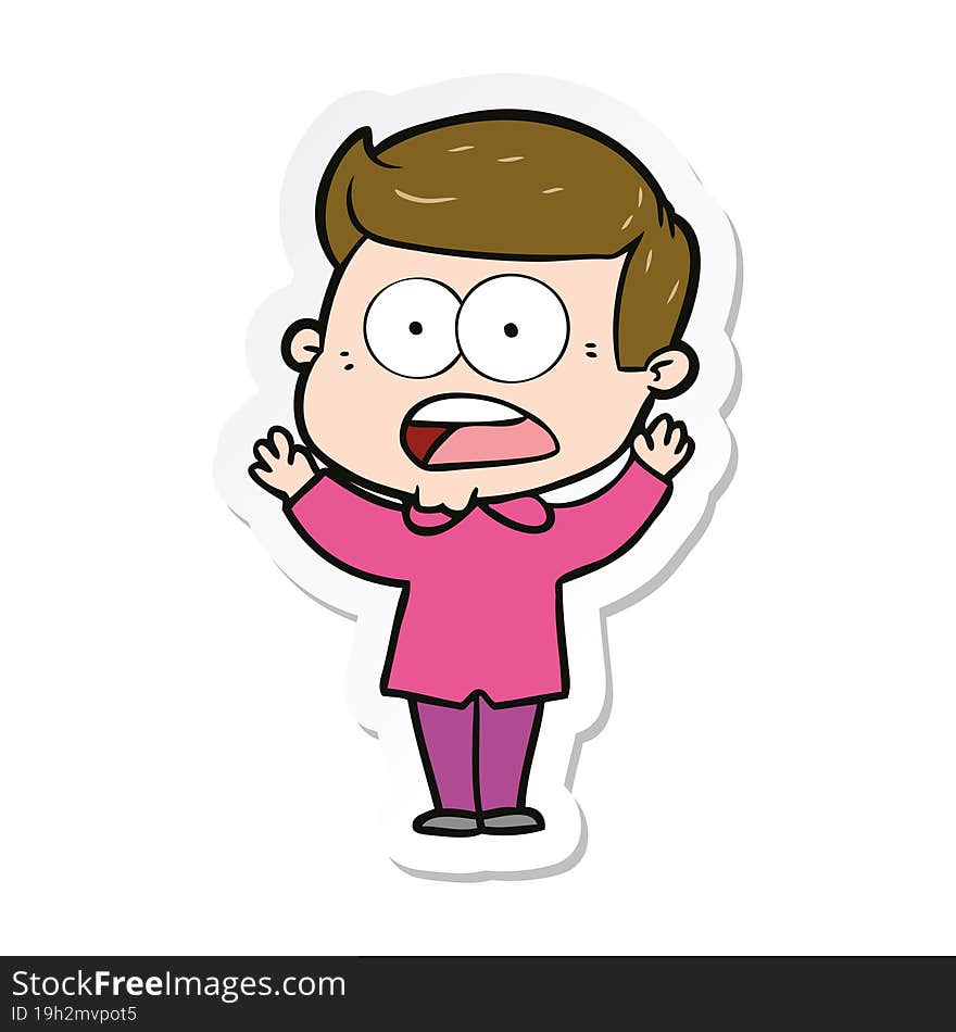 Sticker Of A Cartoon Shocked Man