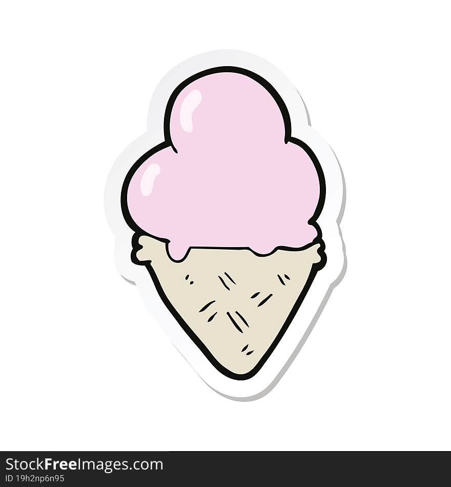 sticker of a cartoon ice cream