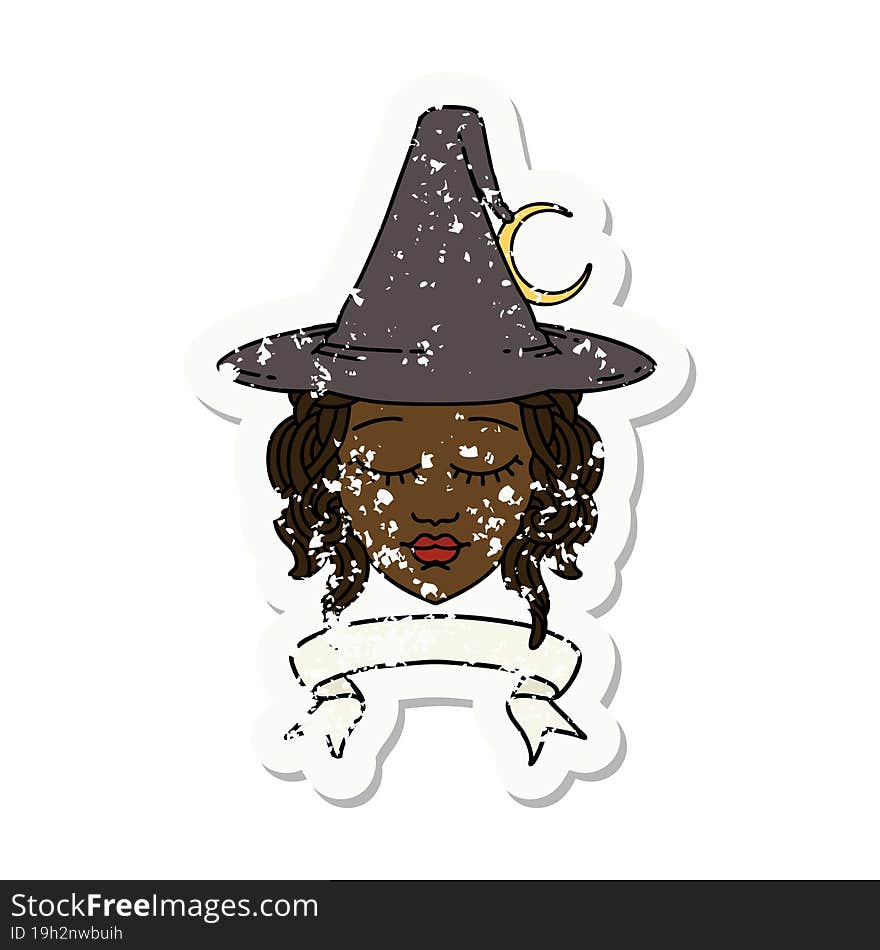 human witch character with banner illustration