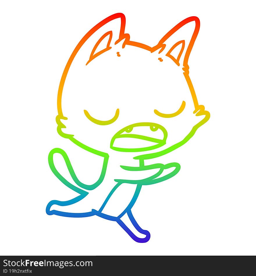 rainbow gradient line drawing talking cat cartoon