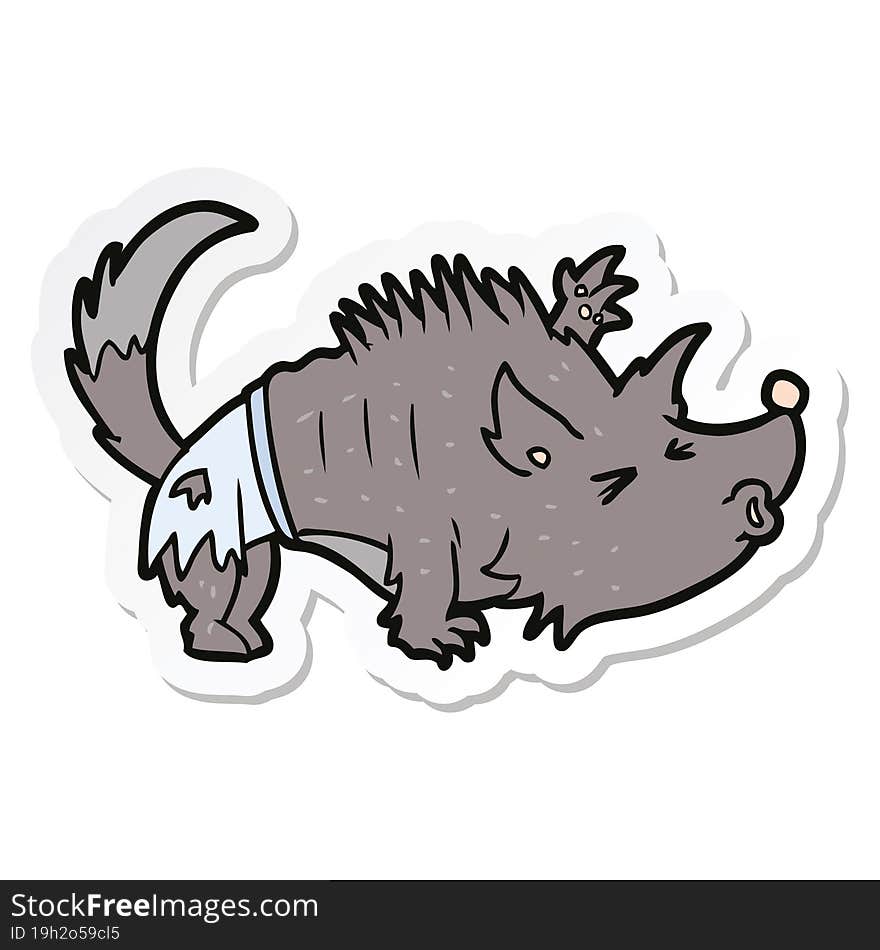 sticker of a cartoon werewolf