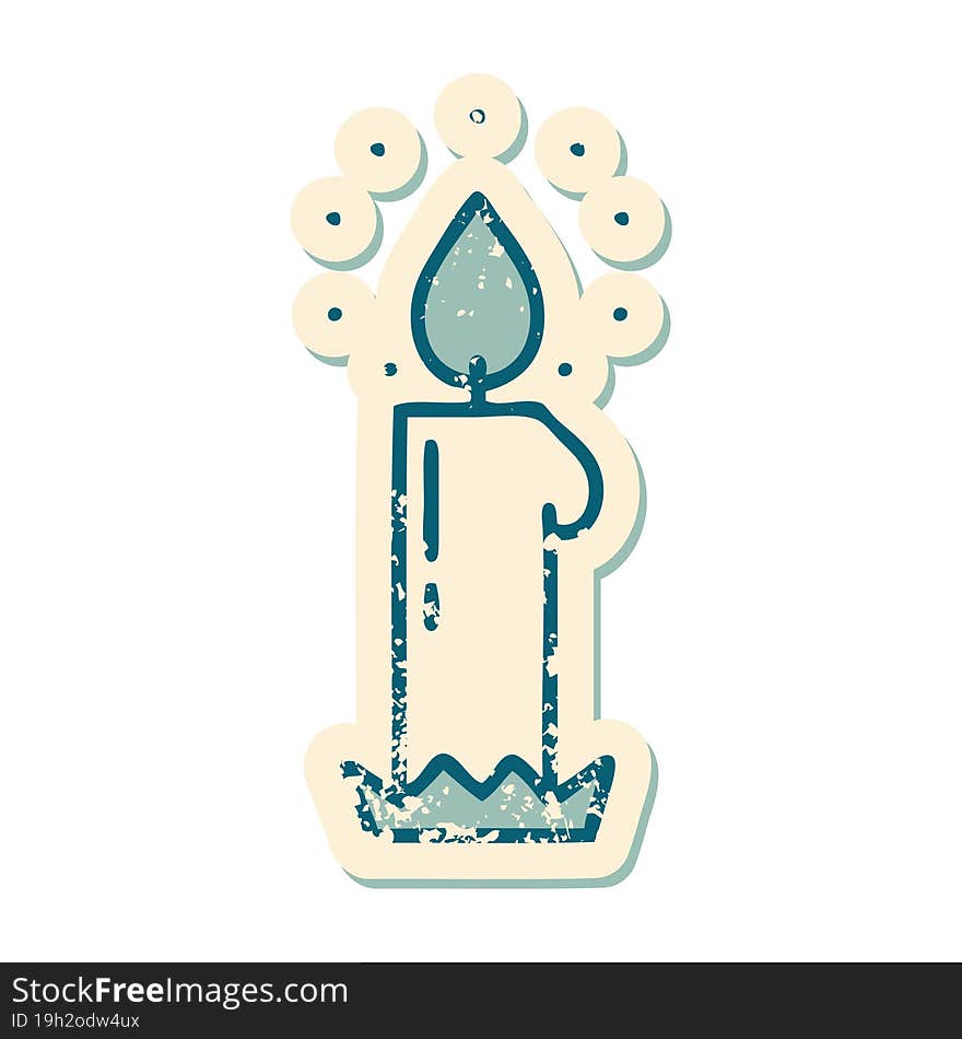 Distressed Sticker Tattoo Style Icon Of A Candle