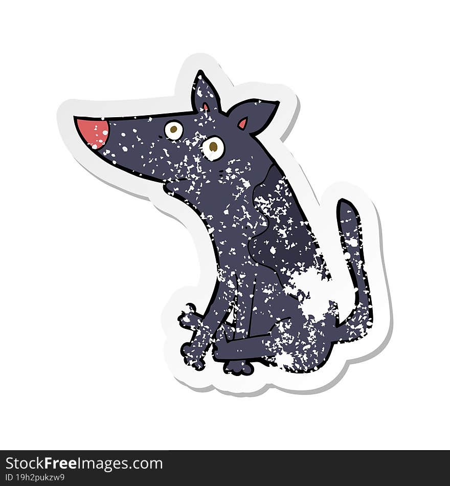 retro distressed sticker of a cartoon dog