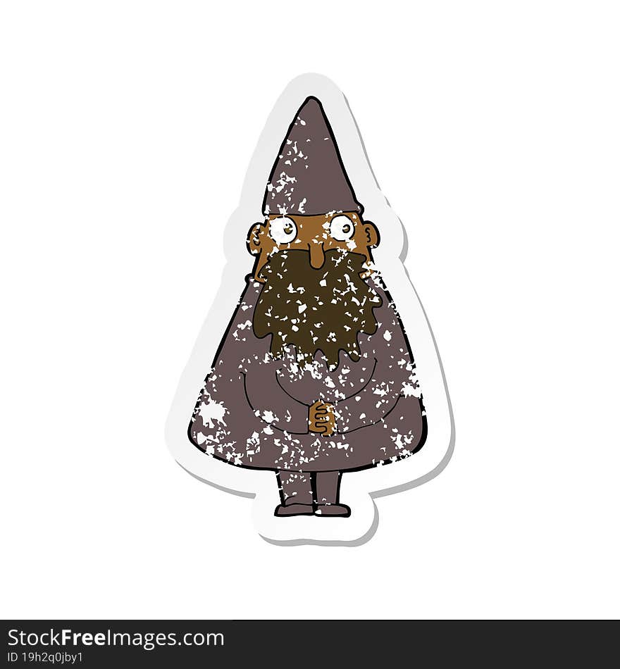 Retro Distressed Sticker Of A Cartoon Wizard