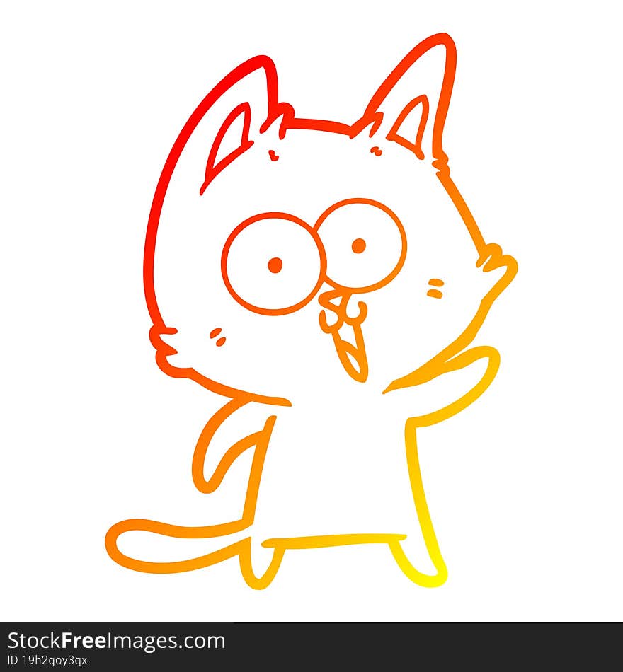 warm gradient line drawing funny cartoon cat