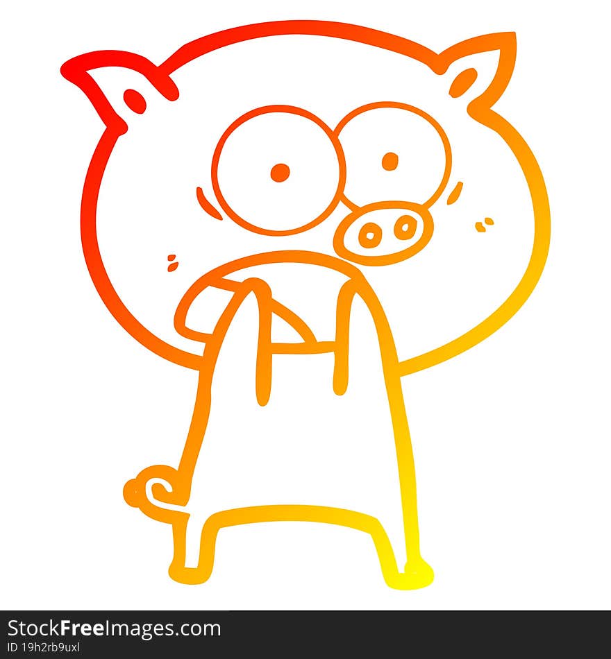 warm gradient line drawing cartoon pig shouting