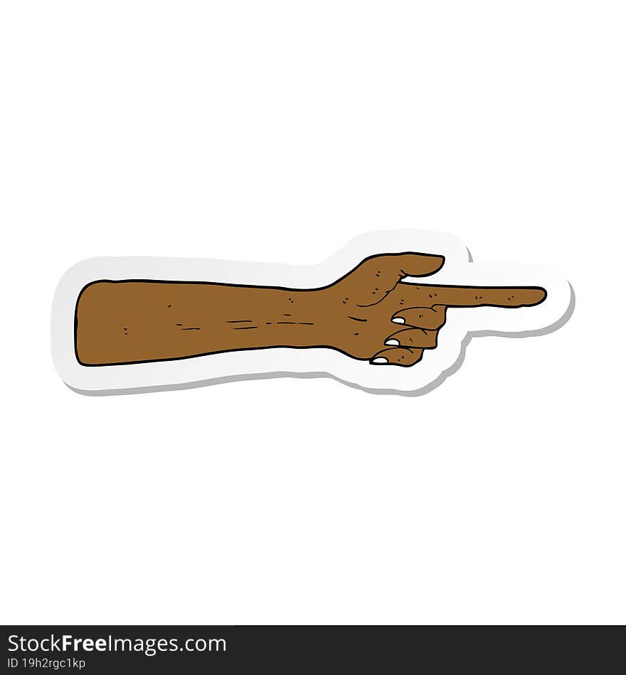 sticker of a pointing hand cartoon