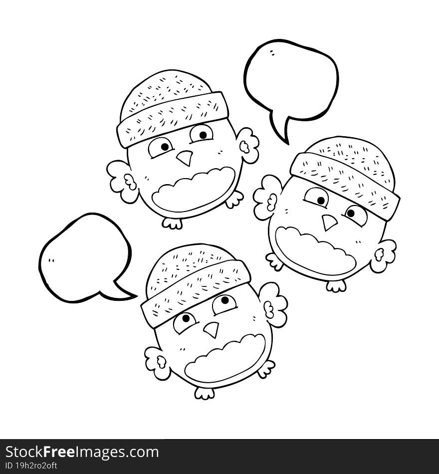 Speech Bubble Cartoon Cute Owls