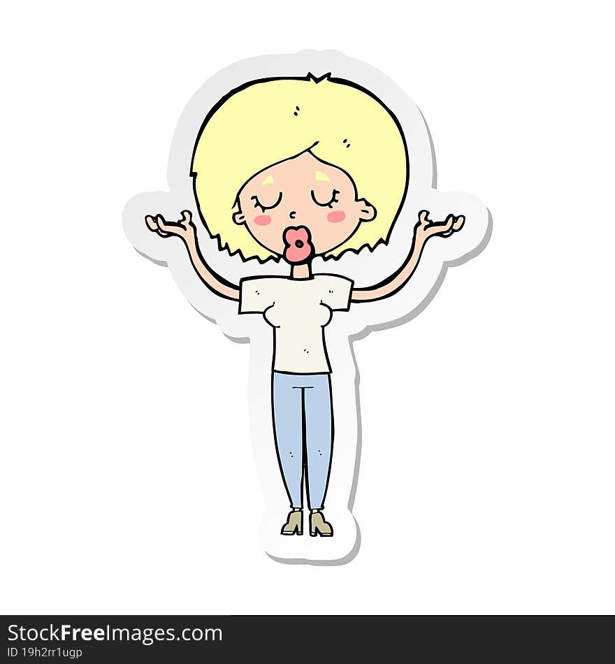 Sticker Of A Cartoon Peaceful Woman