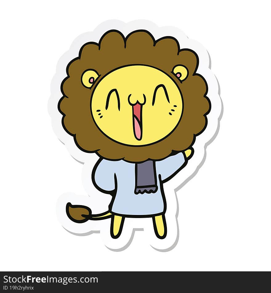 sticker of a happy cartoon lion