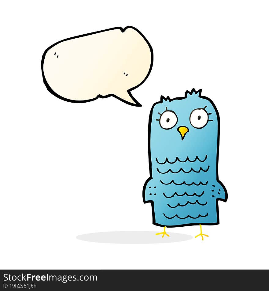 Cartoon Bird With Speech Bubble