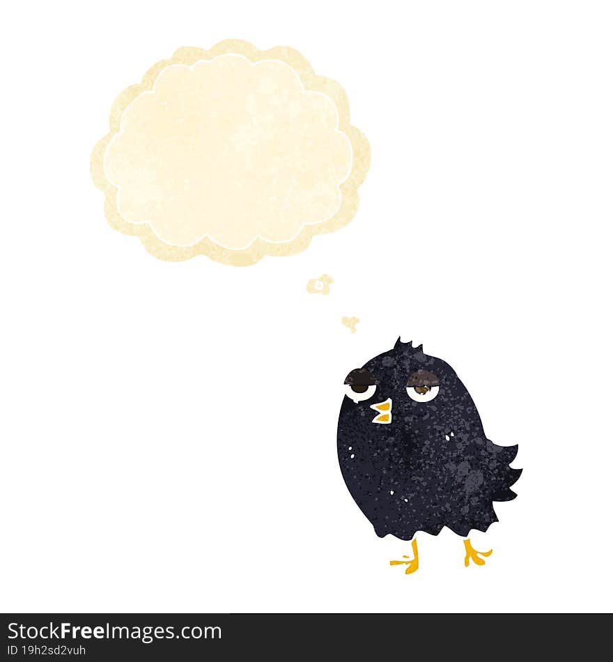 Funny Cartoon Bird With Thought Bubble