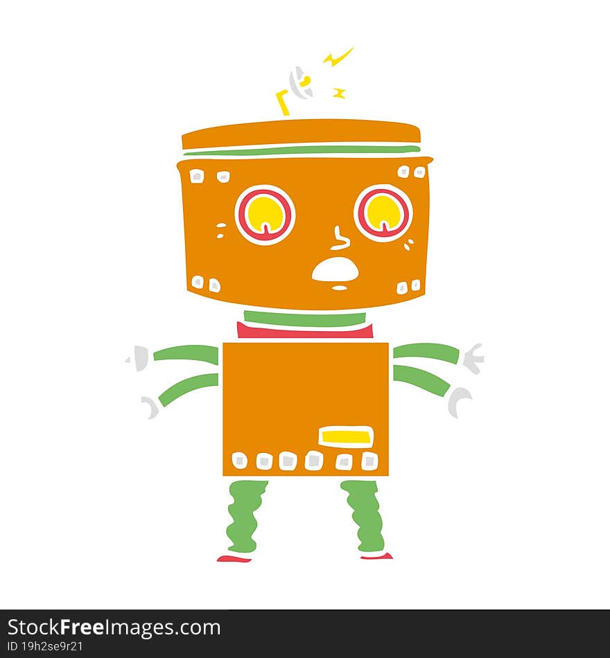 Flat Color Style Cartoon Robot