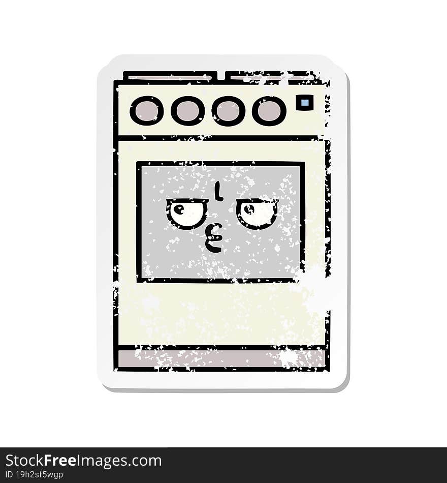 distressed sticker of a cute cartoon kitchen oven