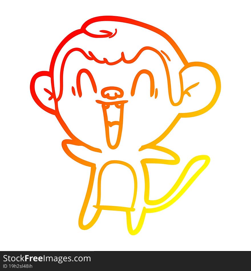 warm gradient line drawing cartoon laughing monkey