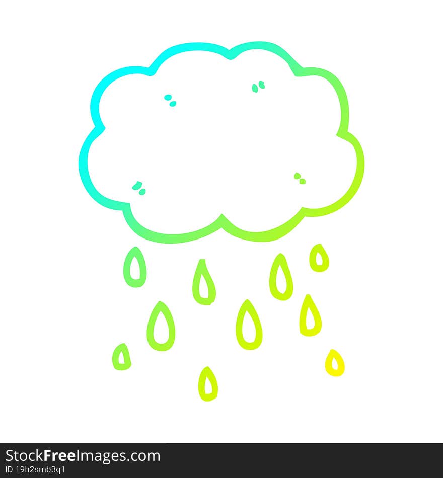 cold gradient line drawing cartoon cloud raining