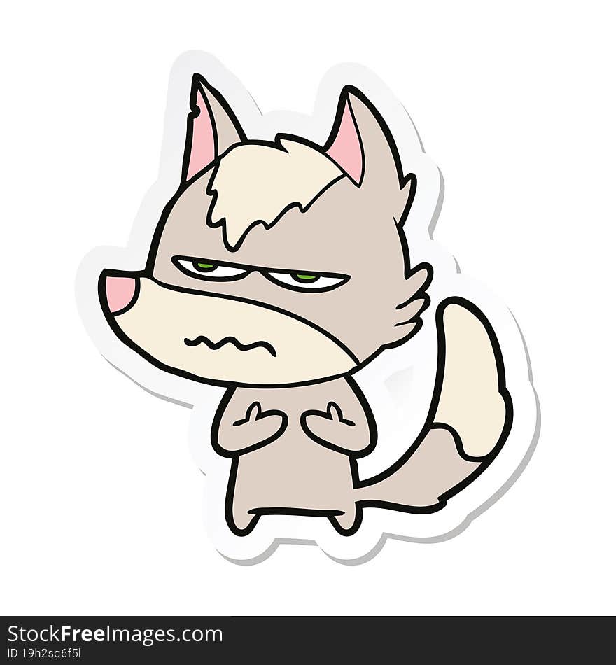 sticker of a cartoon annoyed wolf