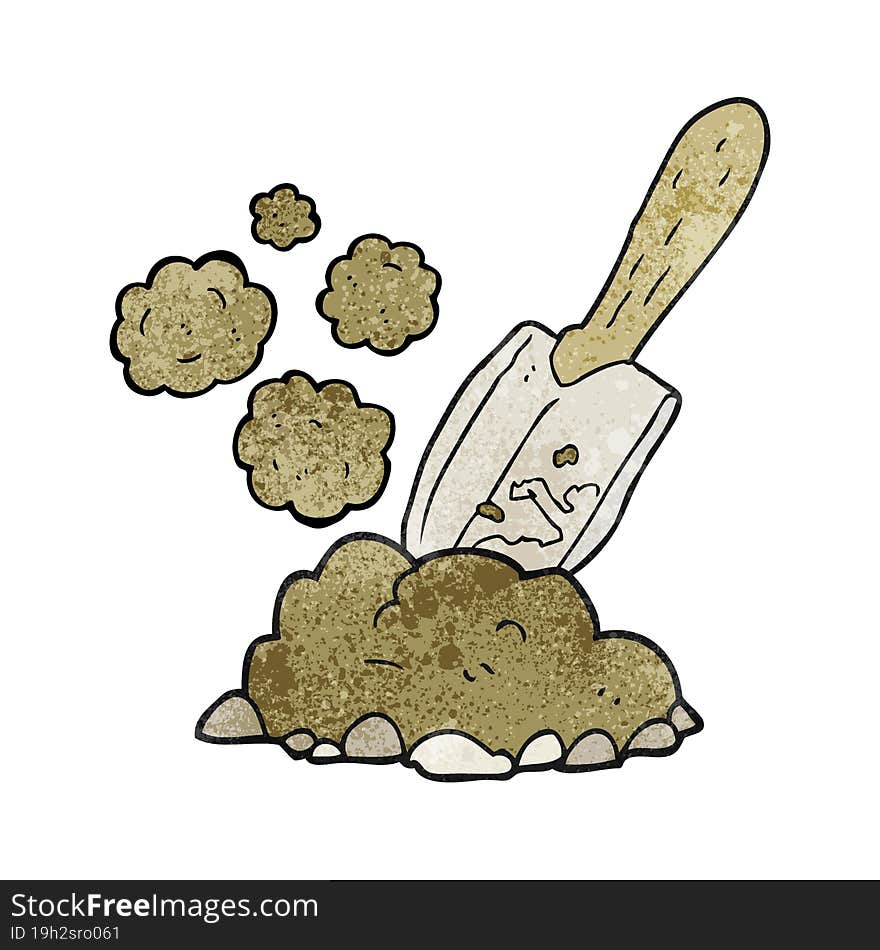 Textured Cartoon Trowel Digging Earth