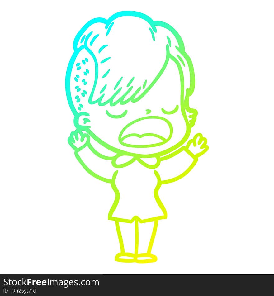 cold gradient line drawing cartoon cool hipster girl talking