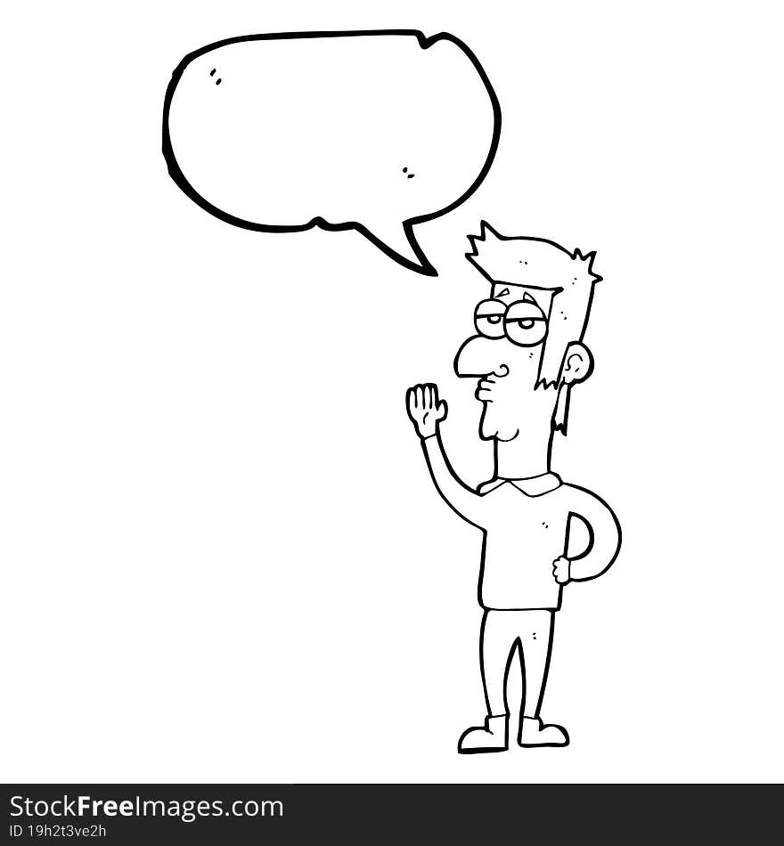 speech bubble cartoon man waving