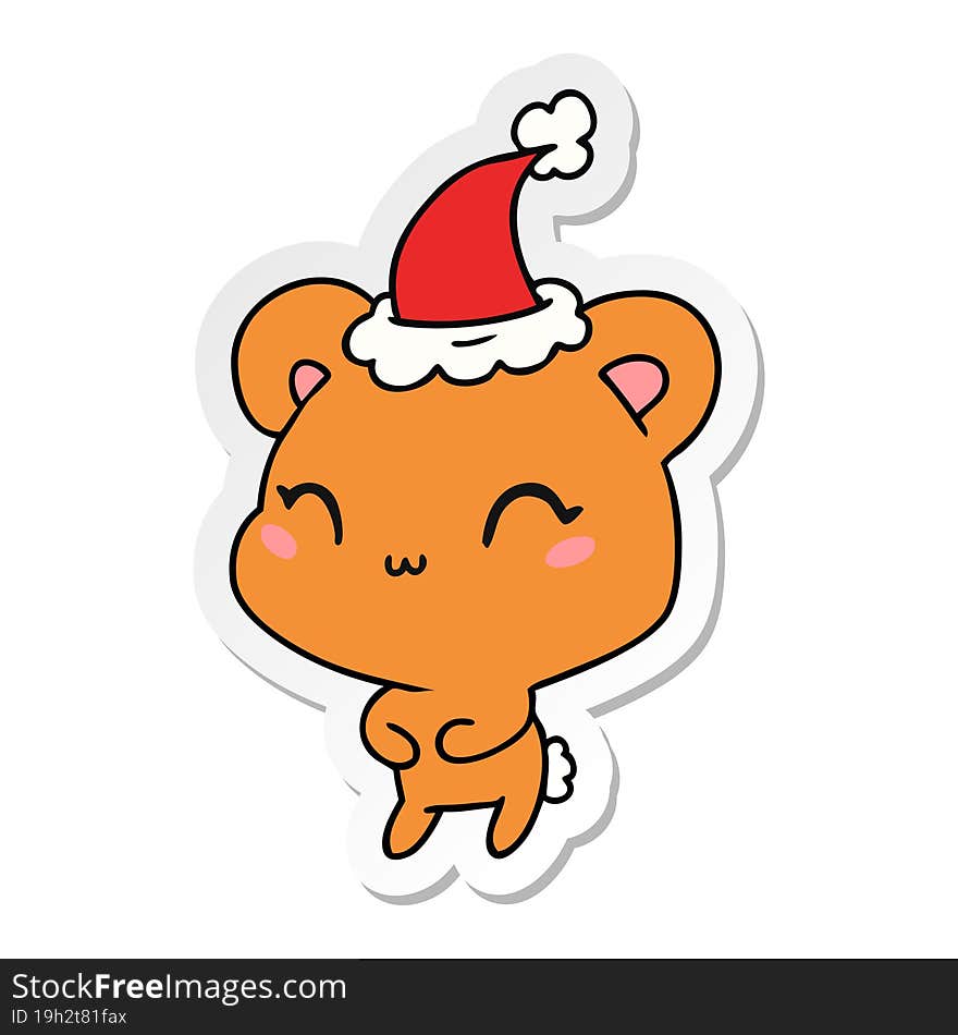 christmas sticker cartoon of kawaii bear