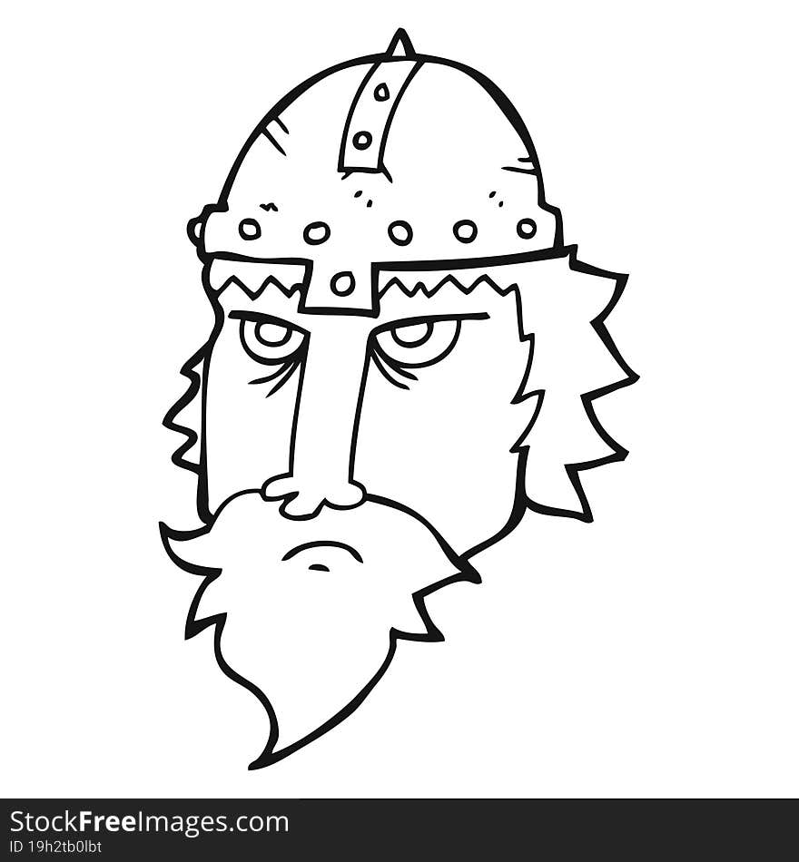 freehand drawn black and white cartoon viking warrior