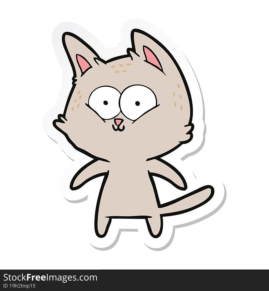 sticker of a happy cartoon cat