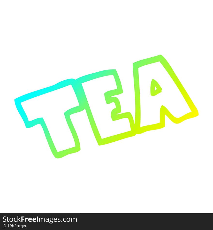 cold gradient line drawing cartoon word tea