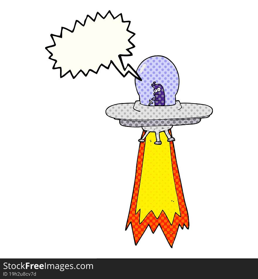 Comic Book Speech Bubble Cartoon Flying Saucer