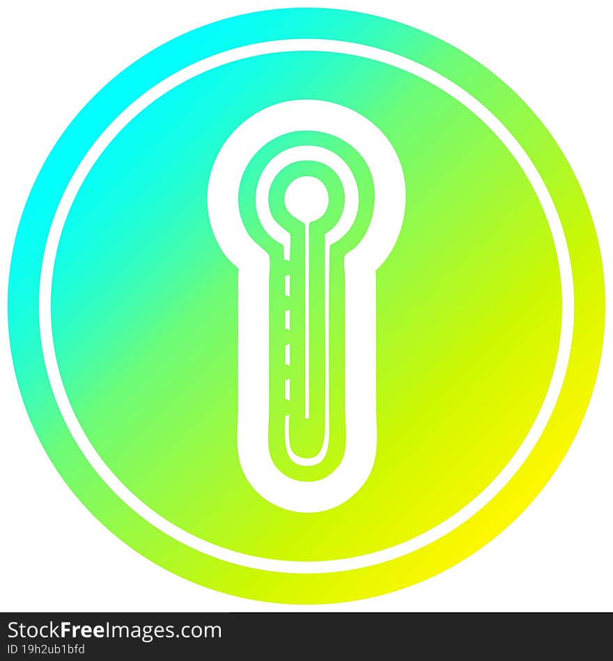 glass thermometer circular in cold gradient spectrum