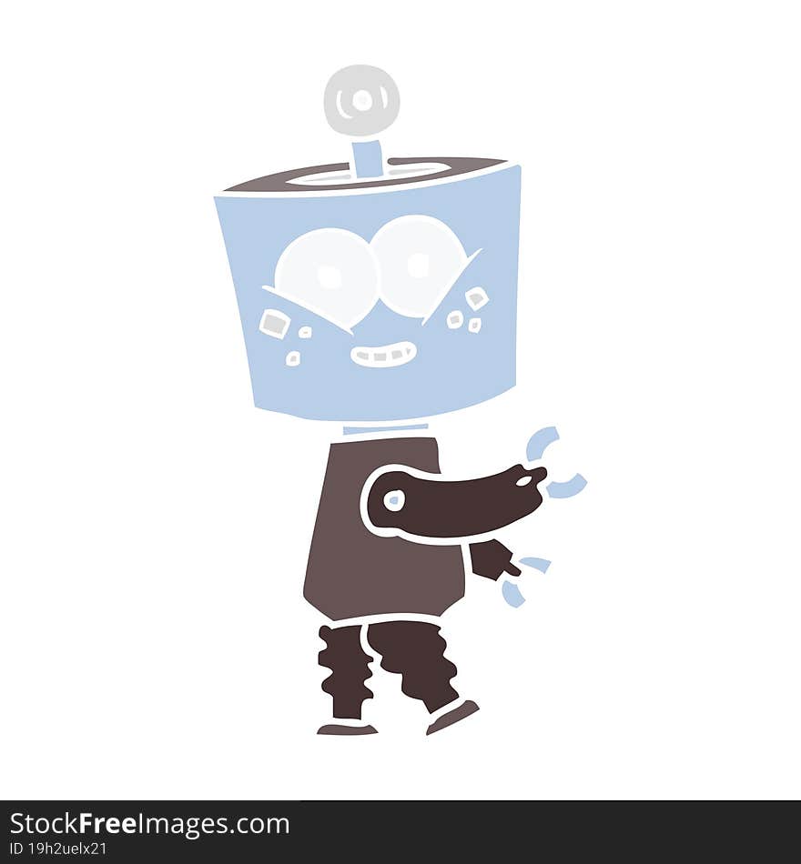 happy flat color style cartoon robot