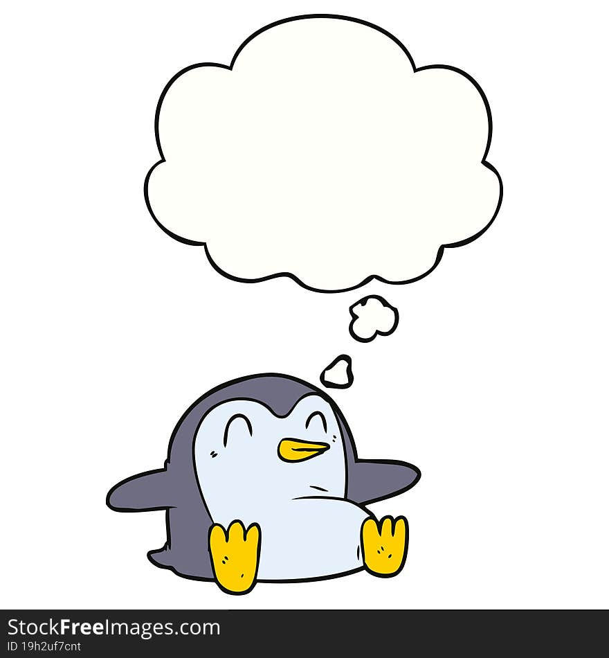 cartoon penguin with thought bubble. cartoon penguin with thought bubble