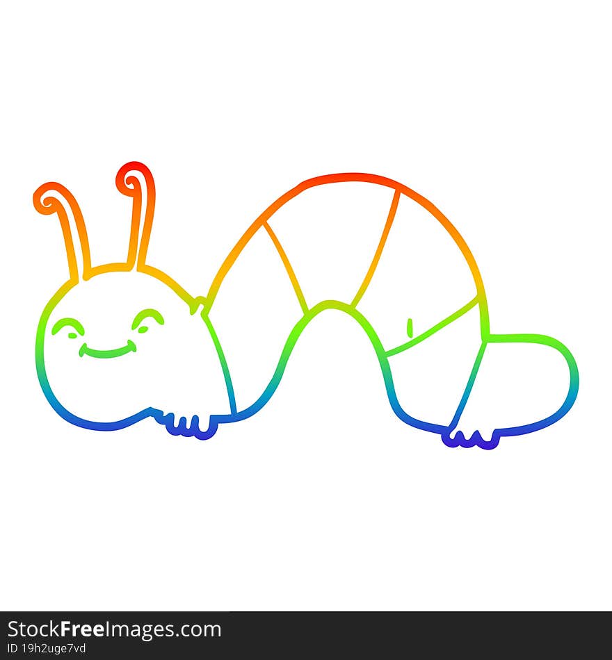 rainbow gradient line drawing cartoon happy bug