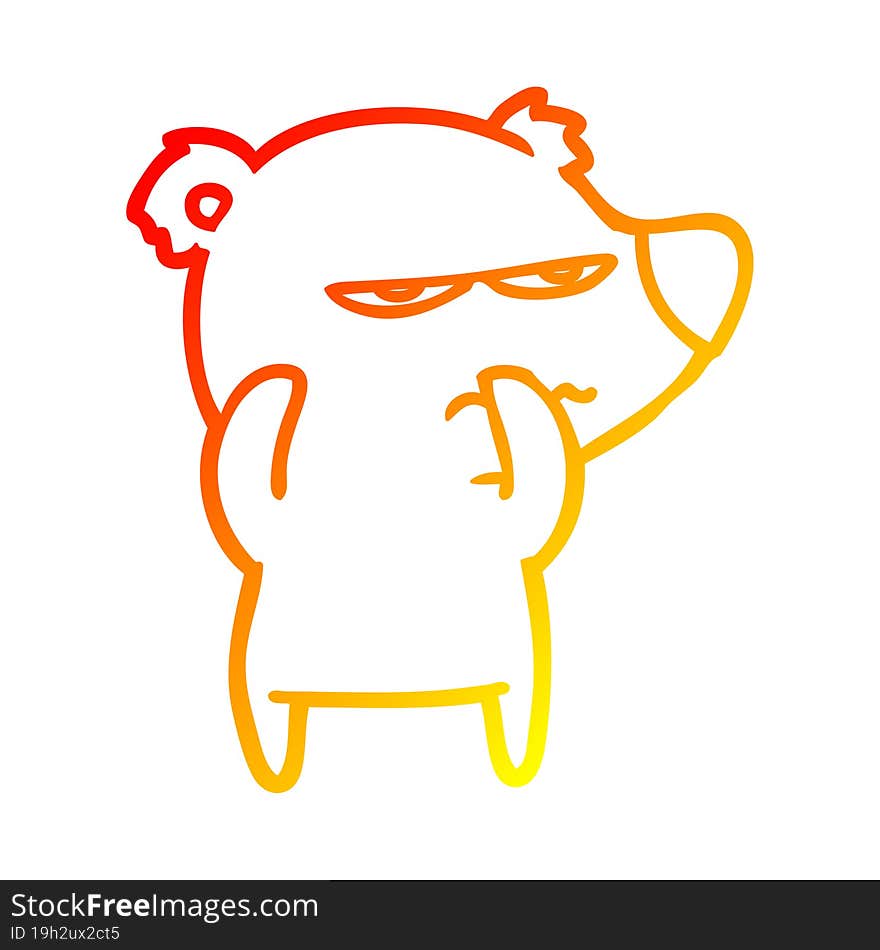 warm gradient line drawing angry bear polar cartoon