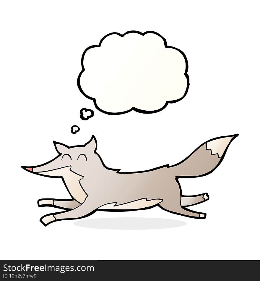 Cartoon Running Wolf With Thought Bubble